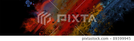 Modern colorful flow background on black. Wave Liquid shape in color banner. Modern colorful flow background on black. Wave Liquid shape in color banner. 89399945