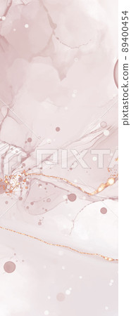 Vector Alcohol ink shape in tender coral and gold. 89400454