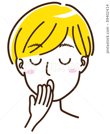 Female Male Neutral Face Expression Yawning Sleepy Shortcut Short Hair Blonde Foreigner 89402414