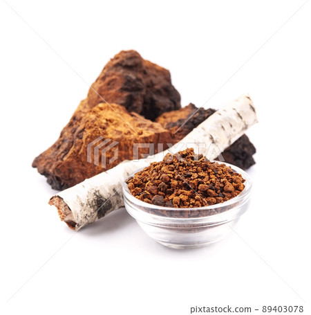 Chuga mushroom on white backgrounds 89403078