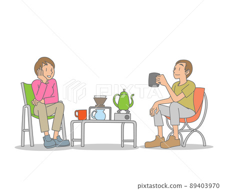 一對夫婦在戶外享用咖啡 89403970