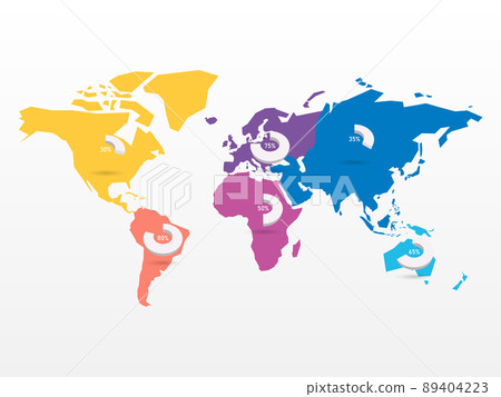 World map and continents infographics World map and continents infographics 89404223