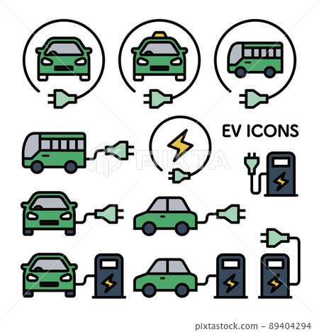 EV（電動汽車），充電站圖標集 89404294