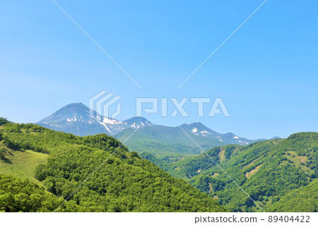 Hokkaido blue sky Shiretoko scenery and Mt. Rausu Hokkaido blue sky Shiretoko scenery and Mt. Rausu 89404422