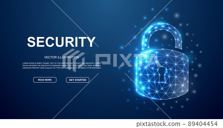 Lock 3d low poly symbol with connected dots for landing page template. Privacy design illustration concept. Polygonal Cyber security illustration 89404454