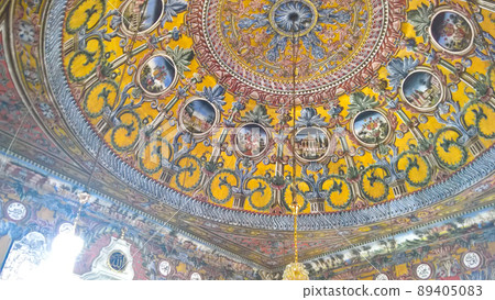interior view to Spotted Mosque Alaca Cami Kalkandelen aka painted mosque, Tetovo, North Macedonia interior view to Spotted Mosque Alaca Cami Kalkandelen aka painted mosque, Tetovo, North Macedonia 89405083