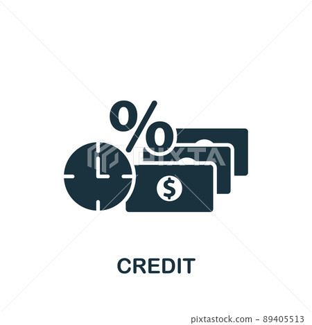 Credit icon. Monochrome simple Accounting icon for templates, web design and infographics 89405513