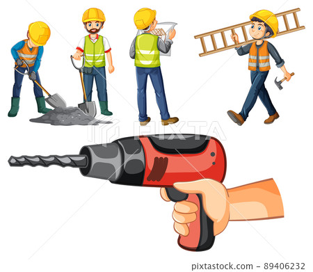 Set of construction site objects and workers Set of construction site objects and workers 89406232