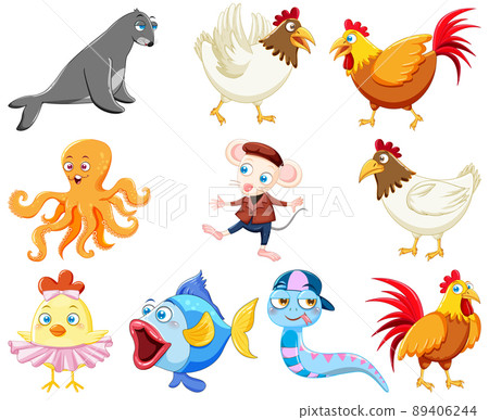 Wild animals with happy smile Wild animals with happy smile 89406244