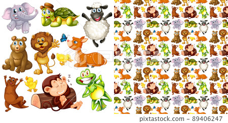 Cute animals cartoon set on white background Cute animals cartoon set on white background 89406247
