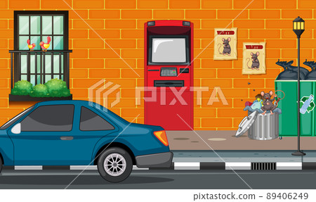 Empty scene with ATM on street in the city Empty scene with ATM on street in the city 89406249