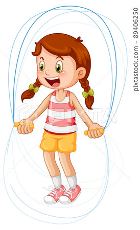 Cartoon girl jumping rope 89406250