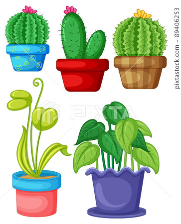 Set of different plants in pots Set of different plants in pots 89406253