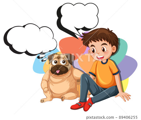 A boy and dog with callouts A boy and dog with callouts 89406255
