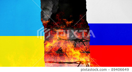 Russian and Ukrainian flags War between Ukraine and Russia Russian and Ukrainian flags War between Ukraine and Russia 89406649