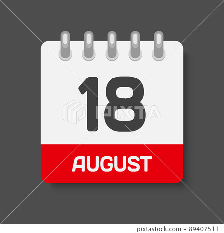 Icon day date 18 August, template calendar page 89407511