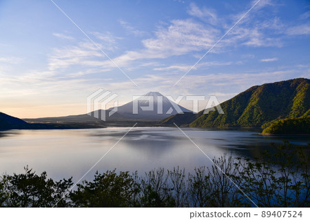 Mt. Fuji in the morning glow Lake Motosu 89407524