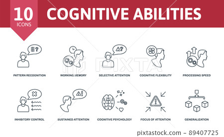 Cognitive Abilities set icon. Editable icons cognitive abilities theme such as pattern recognition, selective attention, processing speed and more. 89407725