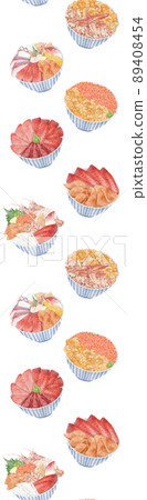 海鮮碗連續線圖案手寫水彩風格插圖 89408454