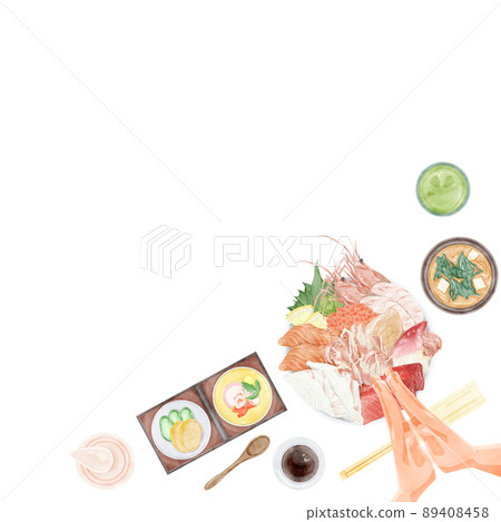 吃海鮮碗的人的手寫水彩風格插圖 吃海鮮碗的人的手寫水彩風格插圖 89408458
