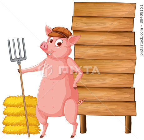 Isolated wooden banner with funny pig Isolated wooden banner with funny pig 89409151