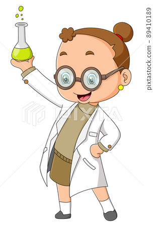 The scientist girl is making a poison in laboratory and she is happy 89410189