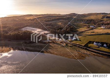 Aerial view of Dunfanaghy Bay in County Donegal at sunset - Ireland Aerial view of Dunfanaghy Bay in County Donegal at sunset - Ireland 89410337