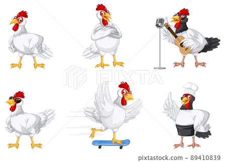 Set of different chickens cartoon character Set of different chickens cartoon character 89410839