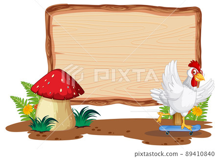 Blank wooden signboard with chicken farm 89410840