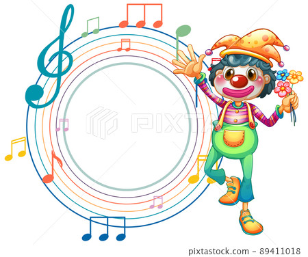 Cute clown with blank music note template 89411018