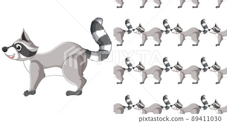 Seamless design of raccoon on white background 89411030