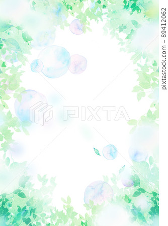 Soap bubbles and fresh green watercolor 89412062