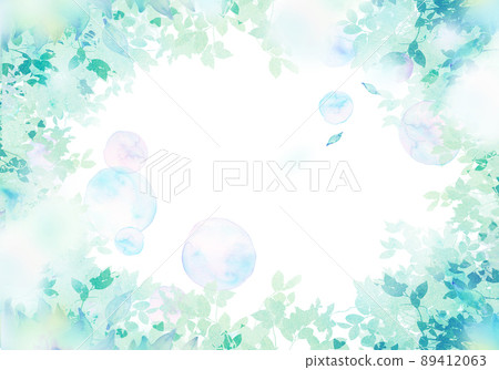 Soap bubbles and fresh green watercolor 89412063