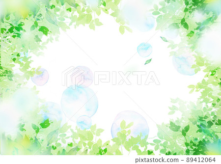 肥皂泡和新鮮的綠色水彩 89412064