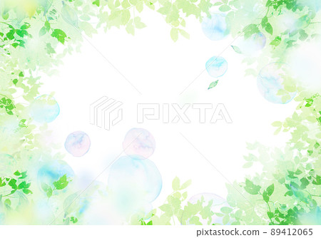 Soap bubbles and fresh green watercolor 89412065