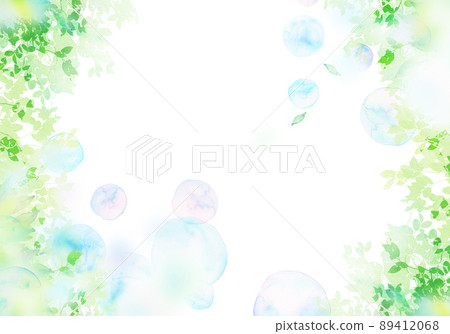 Soap bubbles and fresh green watercolor 89412068