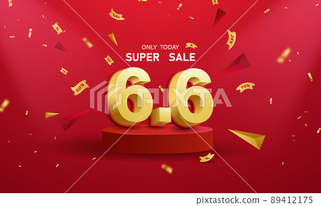 6.6 shopping day poster or banner on red background banner template design for social media and website vector illustration 89412175