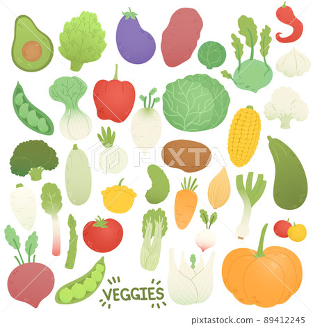 Veggies set vector, vegetables in flat design Veggies set vector, vegetables in flat design 89412245