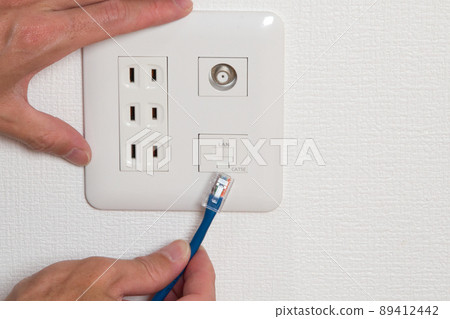 LAN outlet and LAN cable 89412442