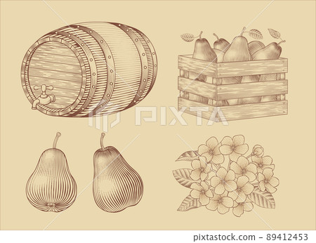 Pear fruit related elements 89412453