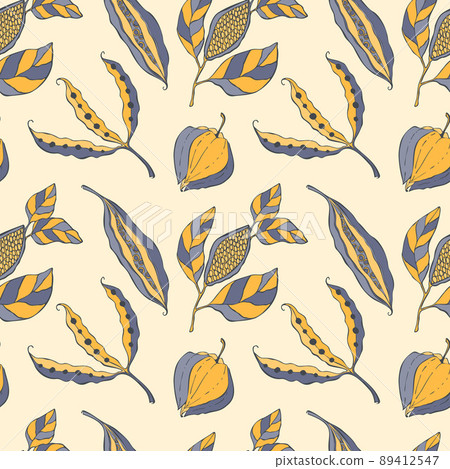 Seed pods style doodle pattern seamless like physalis beans. Seed pods style doodle pattern seamless like physalis beans. 89412547