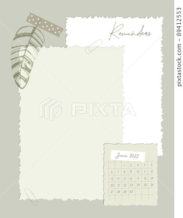 Reminders witch Calendar June 2022 To do list , banana stamp , ideas, plans, vintage. 89412553