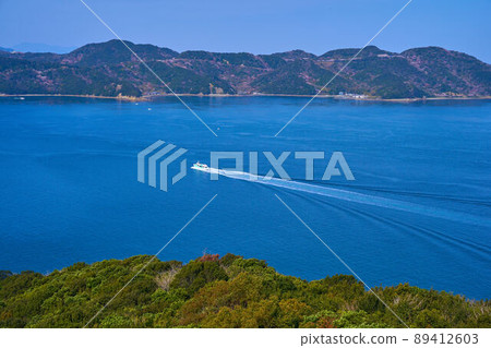 在德島縣鳴門海峽航行的潮船 89412603
