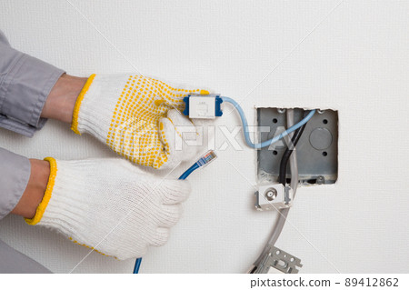 LAN outlet construction Wired LAN wiring construction LAN outlet construction Wired LAN wiring construction 89412862