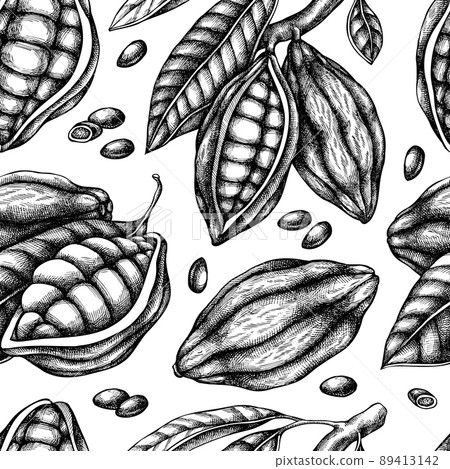 Seamless pattern with black and white cocoa Seamless pattern with black and white cocoa 89413142
