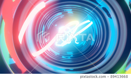 3d render. Neon ray flies in mirror room reflected in numerous mirrors. Abstract neon light in a shiny room. 3d render. Neon ray flies in mirror room reflected in numerous mirrors. Abstract neon light in a shiny room. 89413668