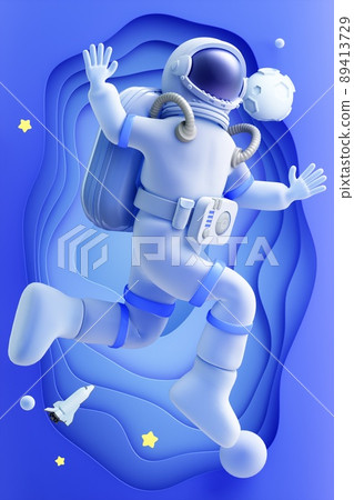 3D rendering of a cartoon astronaut 3D rendering of a cartoon astronaut 89413729
