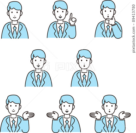 人男性西裝上身手插圖姿勢變化集 89413780