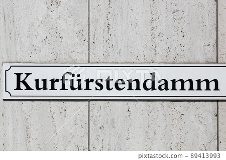 Kurfurstendamm sign on a wall. The Kurfurstendamm is one of the most famous avenues in Berlin, Germany 89413993