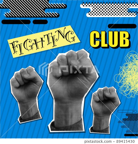 Art collage with fist hand Art collage with fist hand 89415430